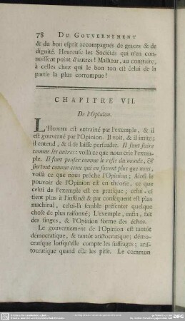 Chapitre VII. De l'Opinion
