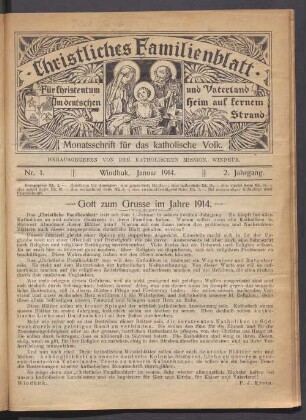 Nr. 1., Januar 1914. 2. Jahrgang