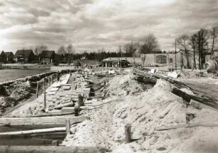 Ravensbrück, Gedenkstätte des ehemaligen Frauen-Konzentrationslagers : Umbau zur Nationalen Mahn- und Gedenkstätte. Bauzustand April 1957