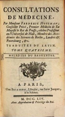 Consultations De Médecine, 4. Maladies Du Bas-Ventre