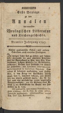 9. Jahrgang (1797): Annalen der neuesten Theologischen Litteratur und Kirchengeschichte