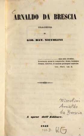 Arnaldo da Brescia : Tragedia