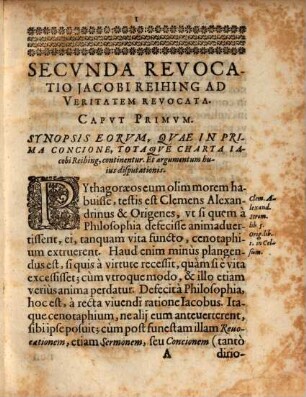 Secvnda Revocatio Jacobi Reihing Ad Aram Veritatis Revocata, Et In Hostiae Vicem Mactata