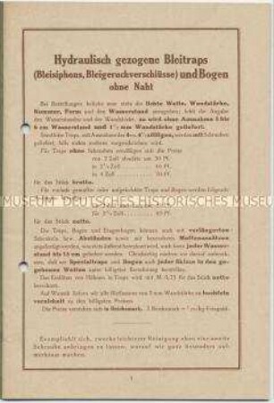 Hydraulisch gezogene Bleitraps