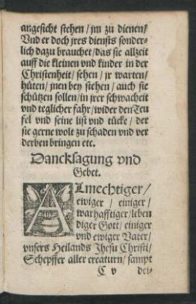 Dancksagung und Gebet.