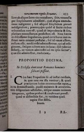 Propositio Decima. In Ecclesia duntaxat Romana homines salvari possunt