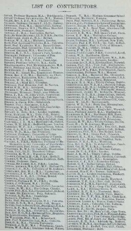 List of Contributors.