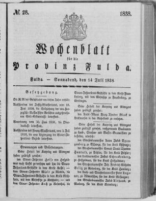 Nr. 28, Ausgabe vom 14. Juli 1838