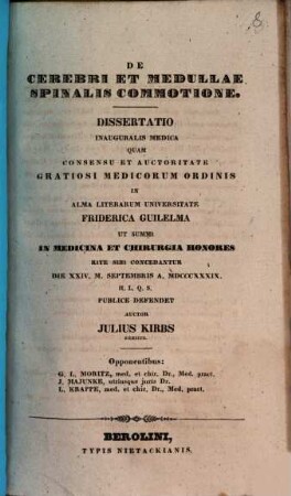 De cerebri et medullae spinalis commotione : Diss. inaug. med.
