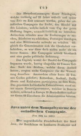 Java unter dem Monopolsysteme der ostindischen Compagnie