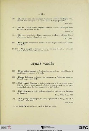 Objets variés (Nr. 108-125)