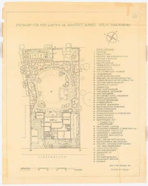 Garten Dr. Manfred Dunkel, Köln: Bepflanzungsplan 1:100