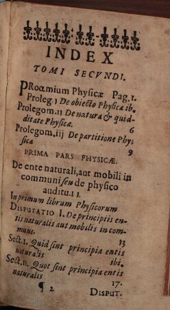 Svmma Philosophiae, 2. Primam partem Physicae, seu octo libros Physicorum complectens
