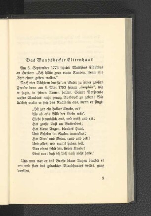 Das Wandsbecker Elternhaus