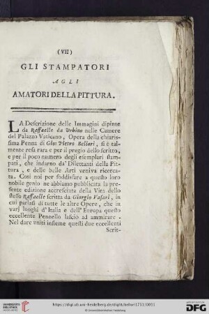 Gli stampatori agli amatori della pittura