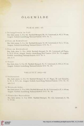 Ölgemälde (Nr. 1-129) mit Tafeln