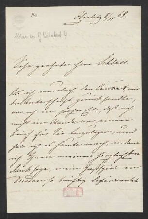 Brief an Max Schloß : 08.11.1869
