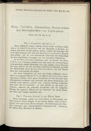 Einige Varietäten, Abnormitäten, Monstrositäten und Hermaphroditen von Lepidopteren.