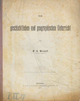Zum geschichtlichen und geographischen Unterricht
