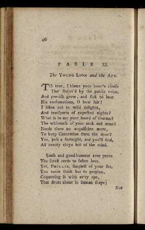Fable XI. The Young Lion and the Ape