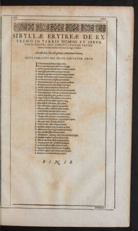 Sibyllae Erytreae De Extremo In Terris Domini Et Servatoris Nostri Jesu Christi ...