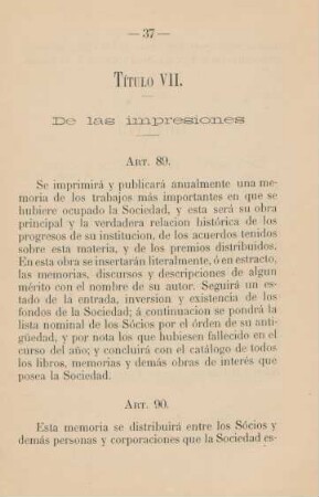 Título VII. De las impresiones