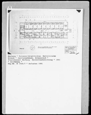 Marburg, Universitätsklinik, Medizinische Poliklinik, Isoliergebäude, Erdgeschoss