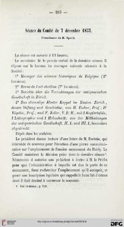 Séance du Comité du 7 décembre 1857