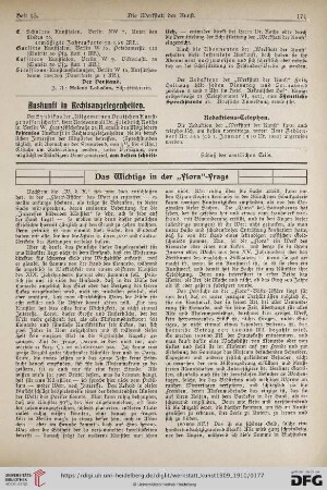 Das Wichtige in der "Flora"-Frage