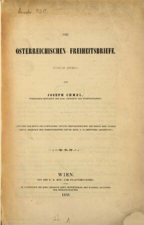 Die österreichischen Freiheitsbriefe