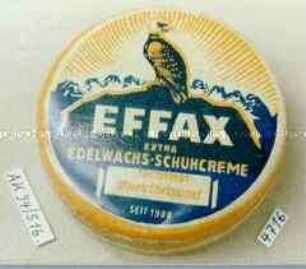 Blechdose mit Deckelheber für "EFFAX EXTRA EDELWACHS-SCHUHCREME farbfest starkfärbend SEIT 1908"