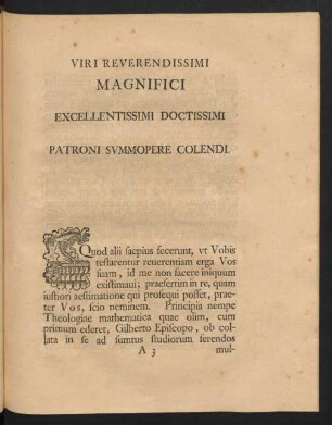 Viri Reverendissimi Magnifici Excellentissimi Doctissimi Patroni Summopere Colendi