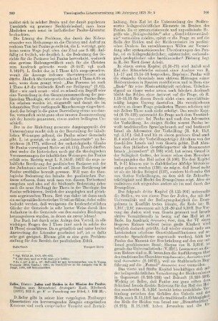 359-361 [Rezension] Zeller, Dieter, Juden und Heiden in der Mission des Paulus