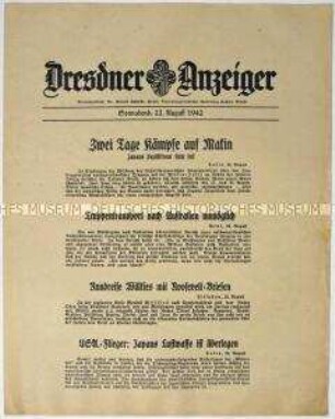 Nachrichtenblatt "Dresdner Anzeiger" u.a. zu den japanischen Streitkräften