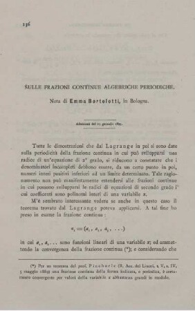 Sulle frazioni continue algebriche periodiche.