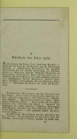 I. Schicksale der Lehre Jesu
