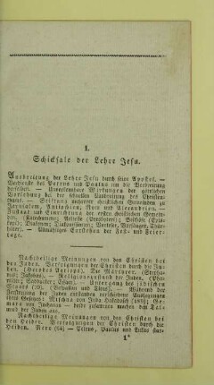 I. Schicksale der Lehre Jesu