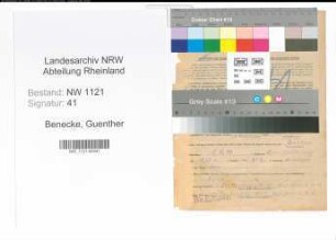Entnazifizierung Guenther Benecke , geb. 08.12.1899 (Kaufmaennischer Angestellter)