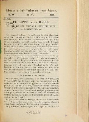 Bulletin de la Société Vaudoise des Sciences Naturelles. 25, 25 = No. 100 - 101. 1890