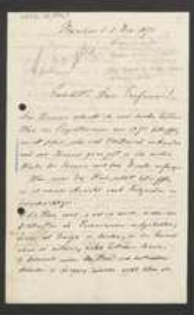 Brief von Adolf Engler an Unbekannt
