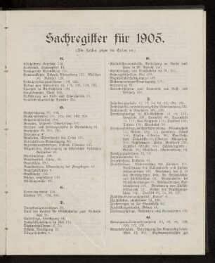 Sachregister für 1905.