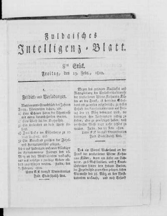 8tes Stück, Ausgabe vom 23. Febr. 1810