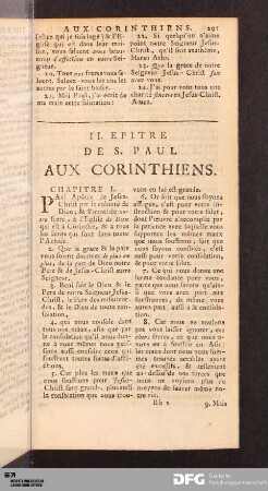 II. Epitre de S. Paul aux Corinthiens.