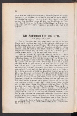 Die Flußnamen Iser und Desse