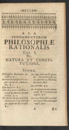 Cap. I. De Natura Et Constitutione