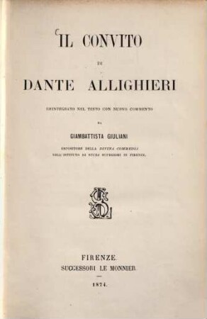 Il convito di Dante Allighieri. [1]