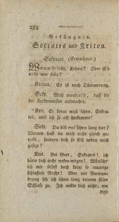 Gefängnis. Sokrates und Kriton.