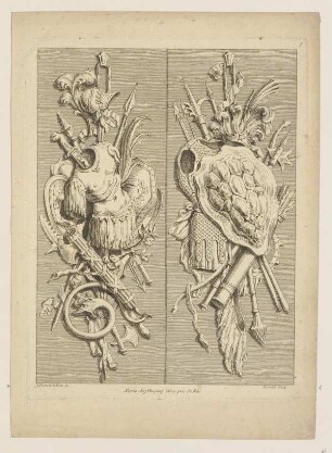Zwei Trophäen (Livre de Nouveaux Trophéz, Du Mont, Blondel, Taf. 7)