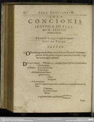 Idea Concionis Secundae In Psalmum Trigesimum tertium