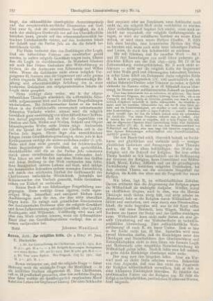 757-761 [Rezension] Bonus, Arthur, Zur religiösen Krisis. In 4 Bdn
